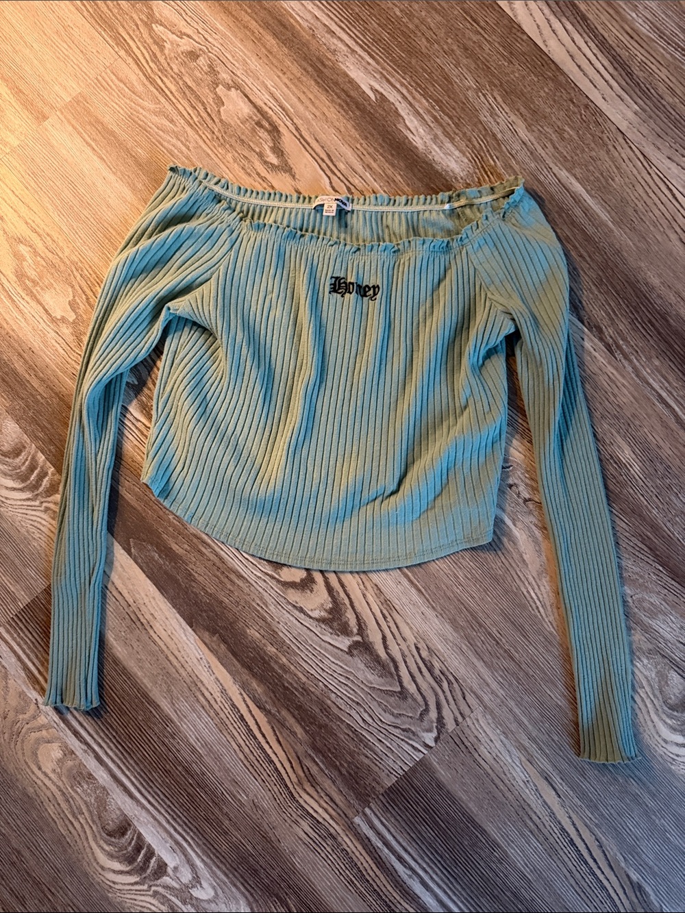 Fashion Nova Sage Green Smocked Crop Top